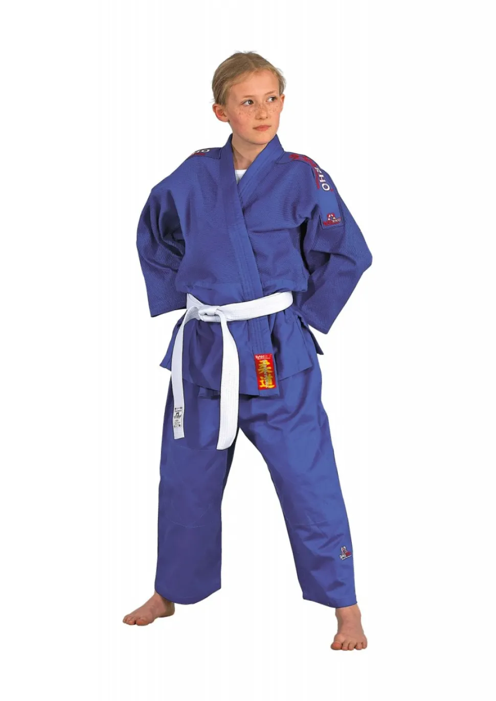 DANRHO Judoanzug Yamanashi mit Schulterstreifen in blau oder weiß
