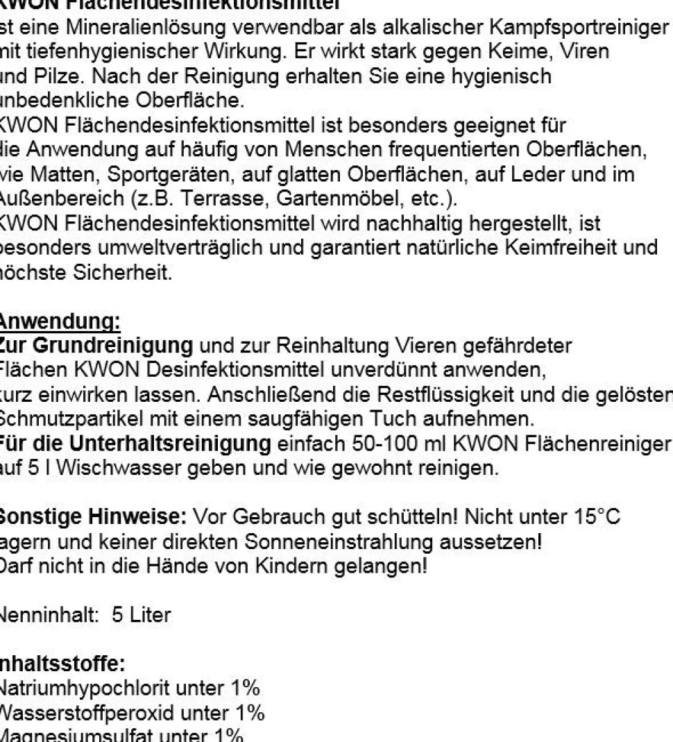 KWON Flächendesinfektionsmittel 5 Liter