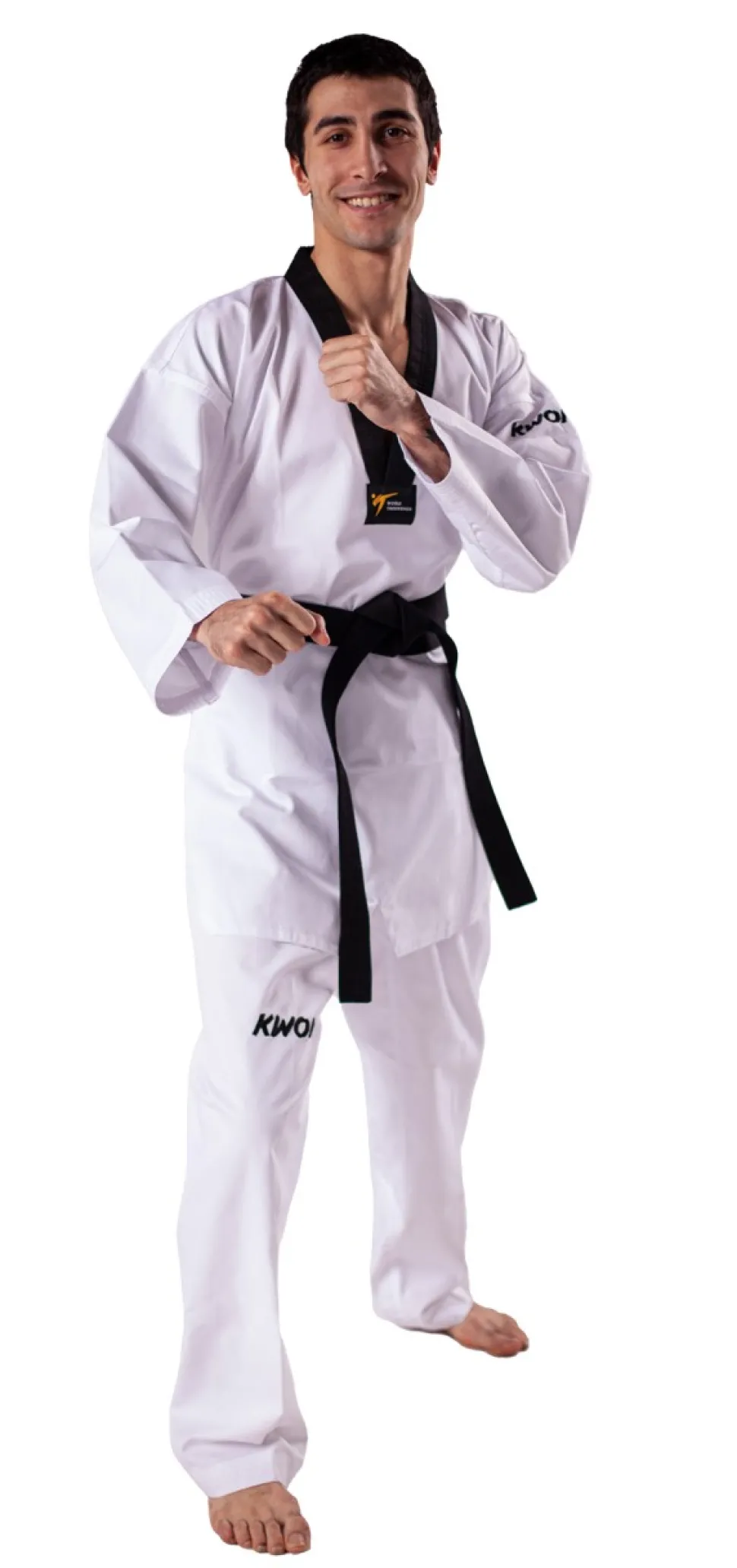 Taekwondo Anzug Victory schwarzes Revers, WT anerkannt
