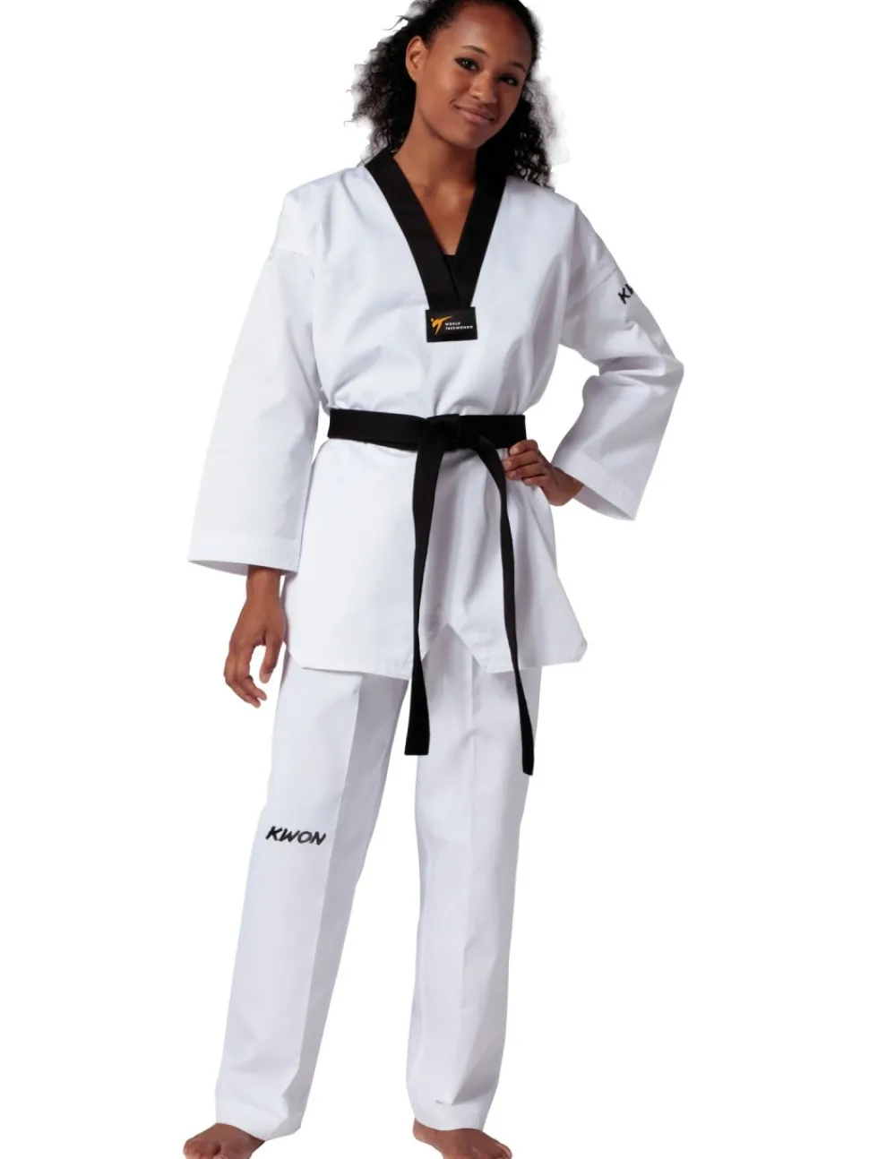 Taekwondo Anzug Victory schwarzes Revers, WT anerkannt