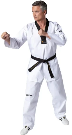 Taekwondo Anzug Victory schwarzes Revers, WT anerkannt